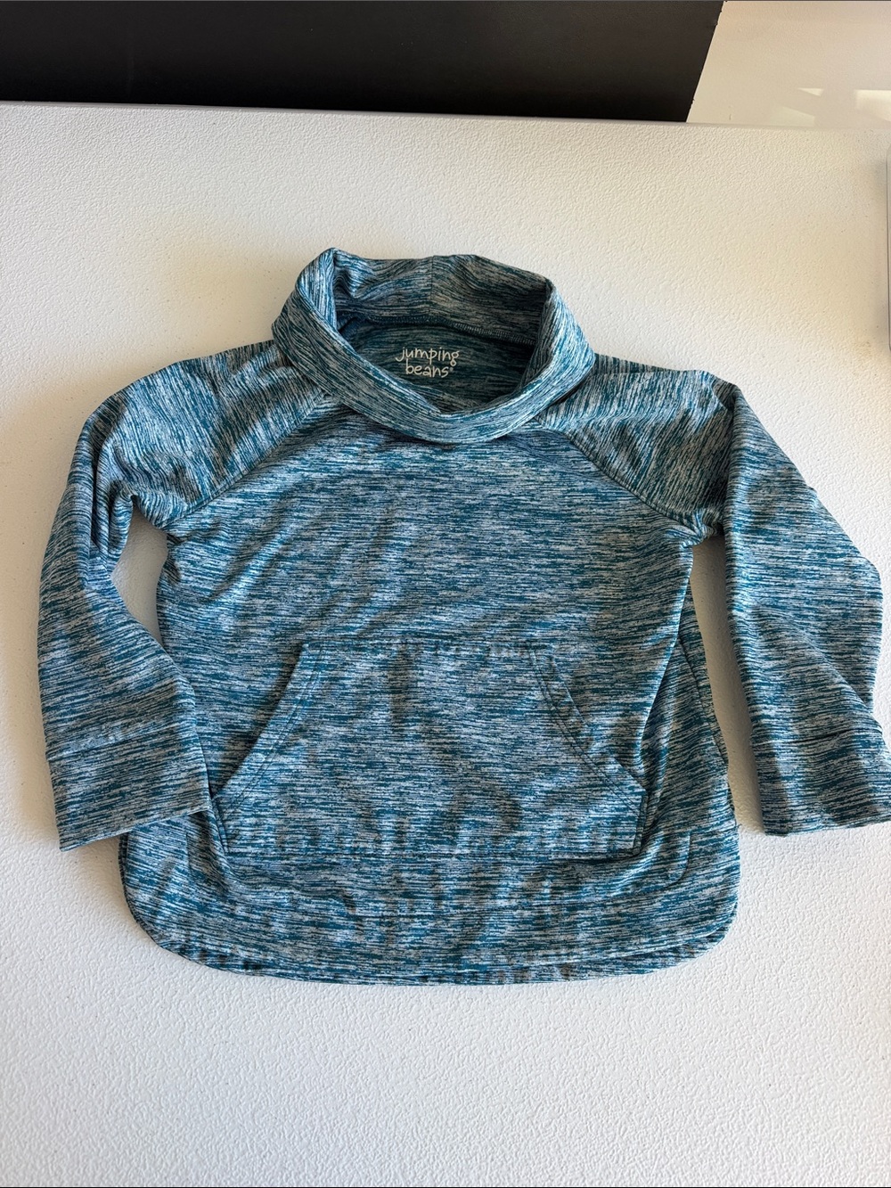jumping beans teal marled cowl-neck pullover hoodie 4T